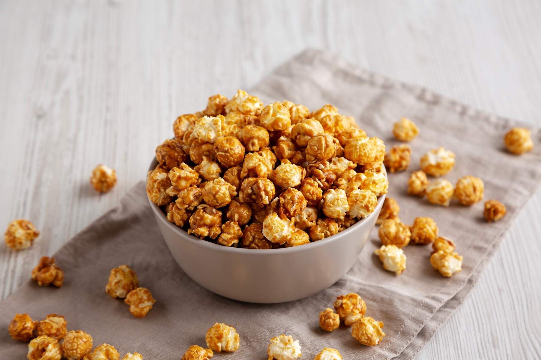 Caramel popcorn served in a bowl